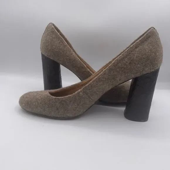 Coach Ophelia Heels Pumps Croco Gray Brown Fabric Womens 10 - Picture 6 of 9